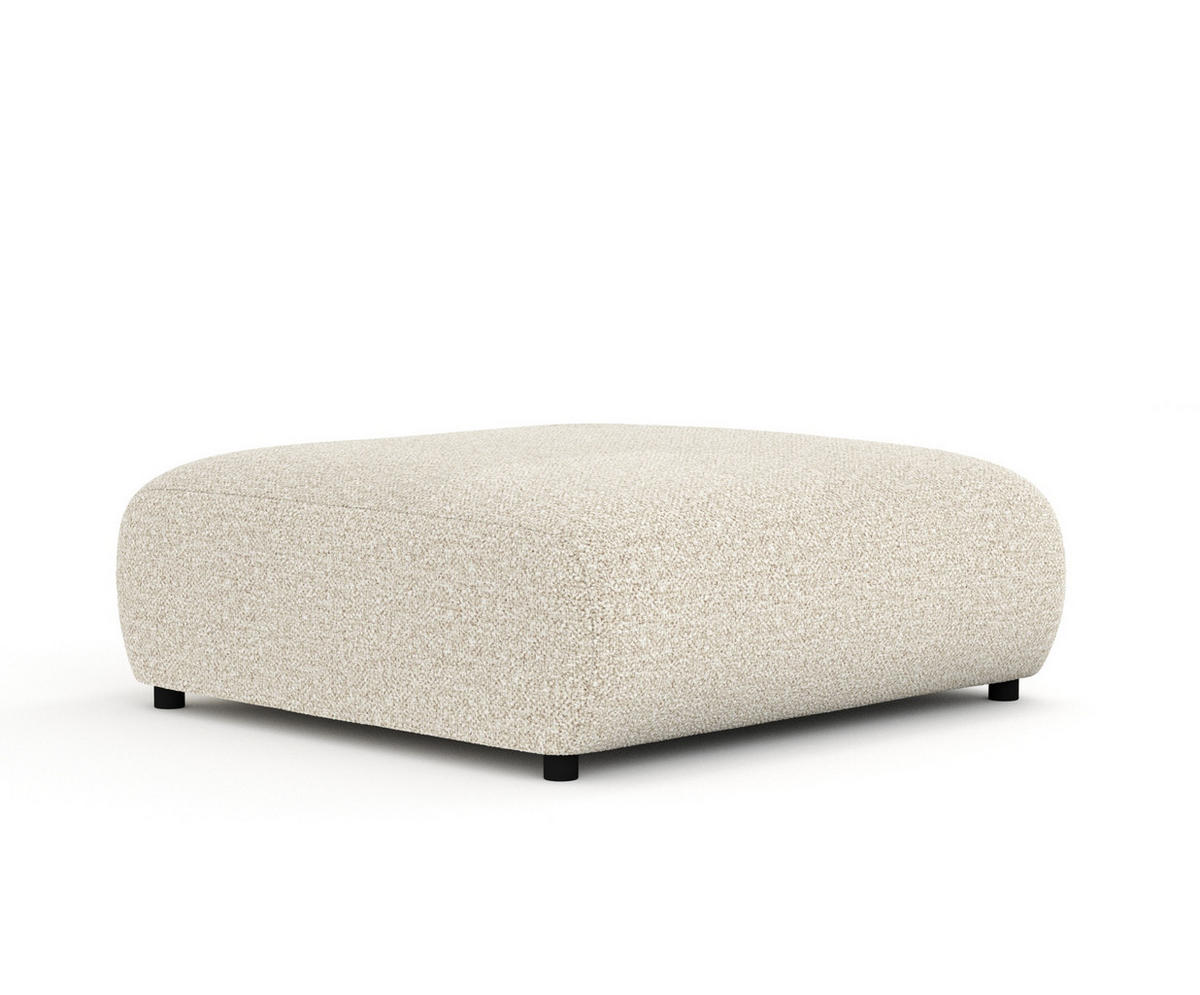 POUF L Zanzibar Beige Plüschstoff - Beige/Schwarz, Holz/Holzwerkstoff (110/37/110cm) - Maison de Reve
