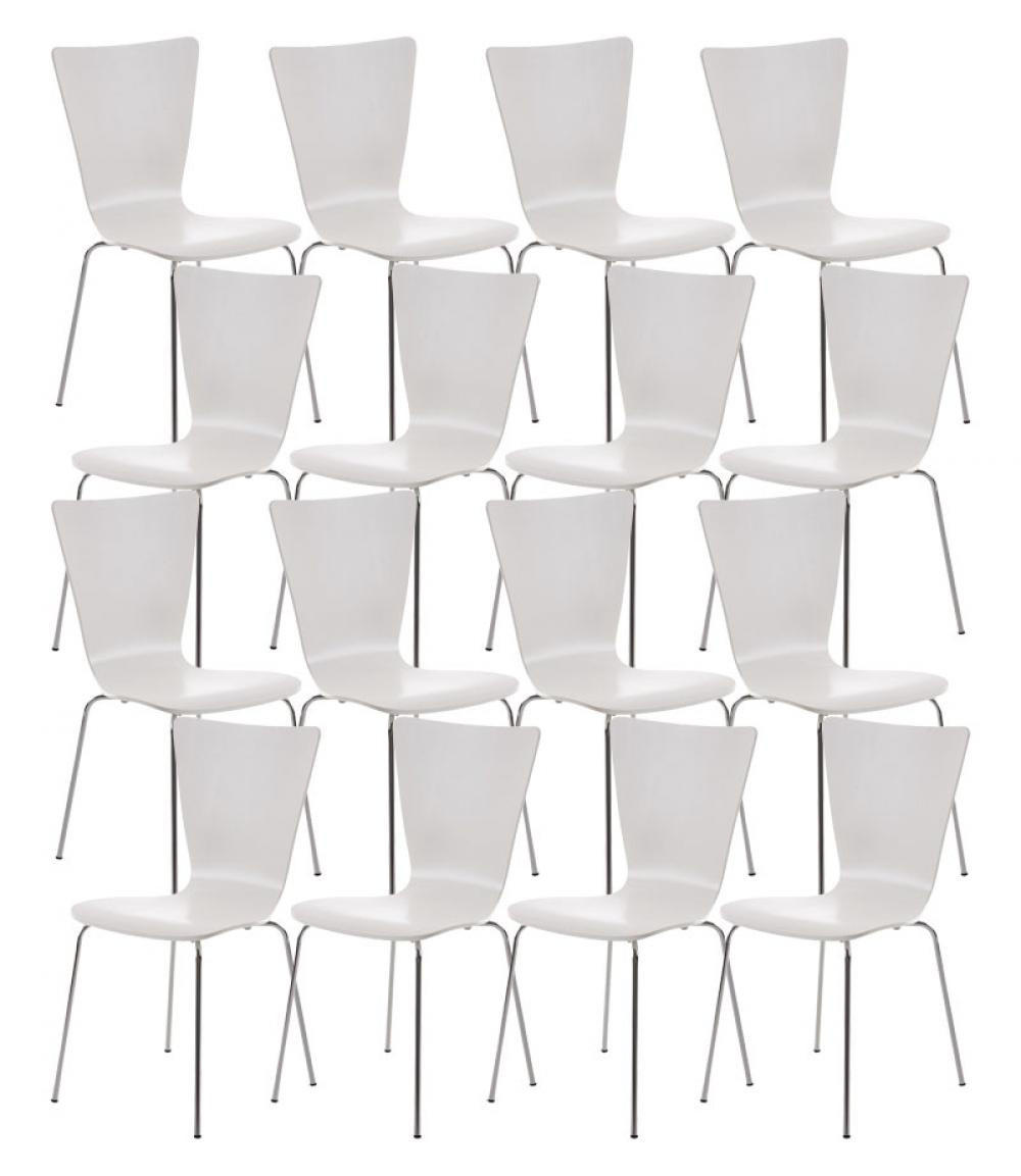 BESUCHERSTUHL 16er Set Holz weiß - Weiß, Holz/Metall (43/84/50cm) - CLP