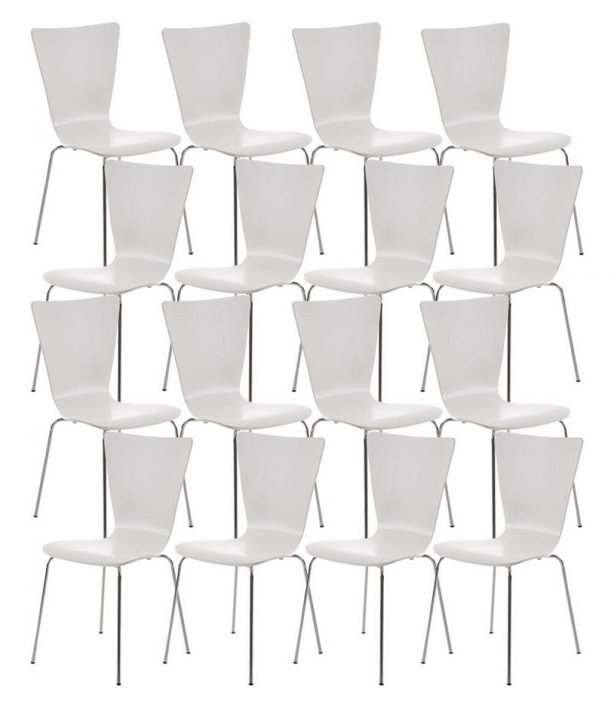 BESUCHERSTUHL 16er Set Holz weiß - Weiß, Holz/Metall (43/84/50cm) - CLP