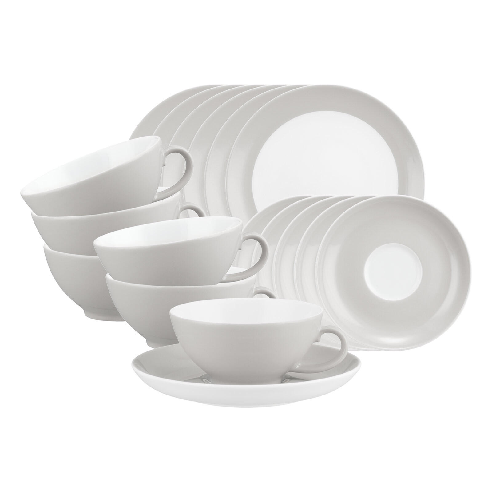 TEESERVICE Liberty Pure Colors New Grey 18er Set - Grau, Keramik (1/1/1cm) - Seltmann Weiden