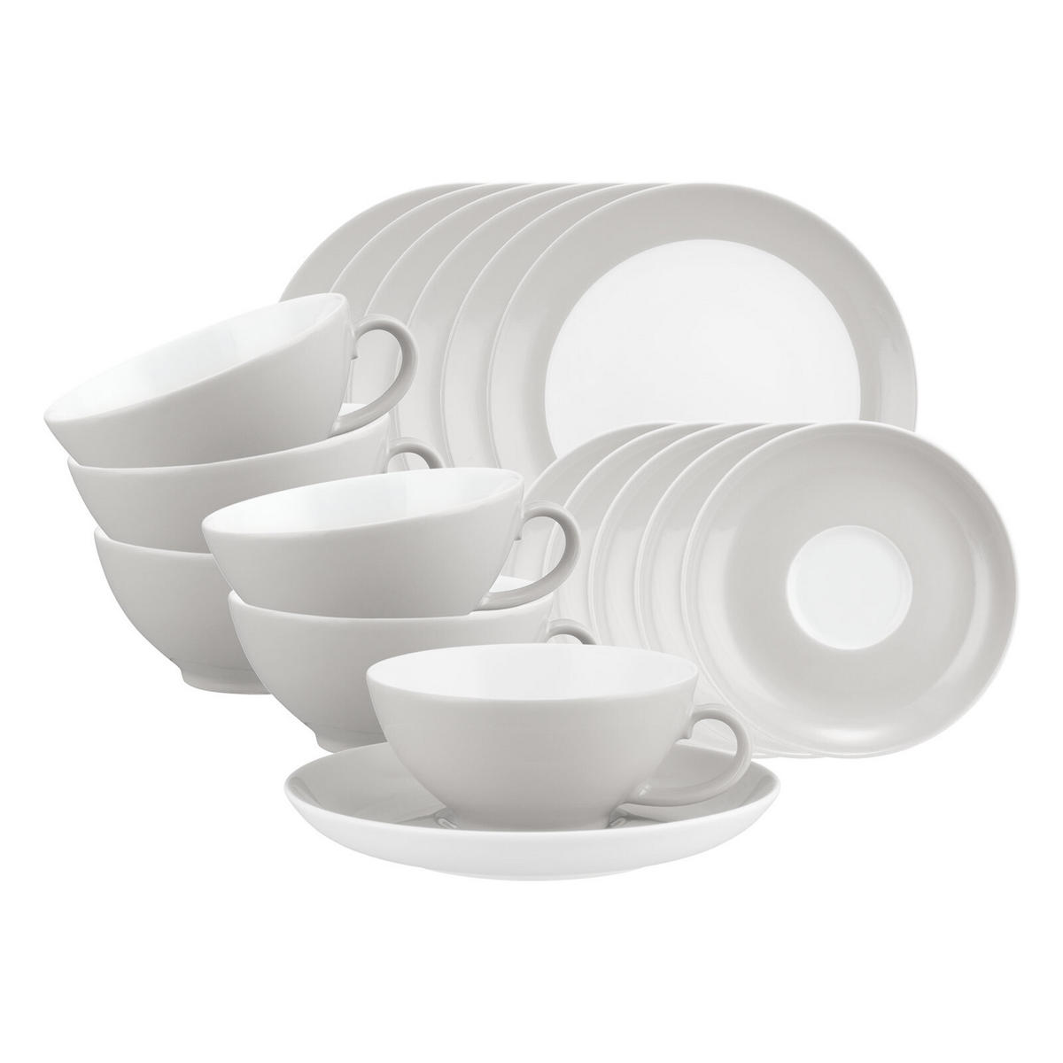 TEESERVICE Liberty Pure Colors New Grey 18er Set - Grau, Keramik (1/1/1cm) - Seltmann Weiden