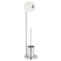 TOILETTENPAPIER- und Bürstenhalter 2-in-1 Ferla 18/18/69,5 cm - Silberfarben, Metall (18/69.5/18cm) - Wenko