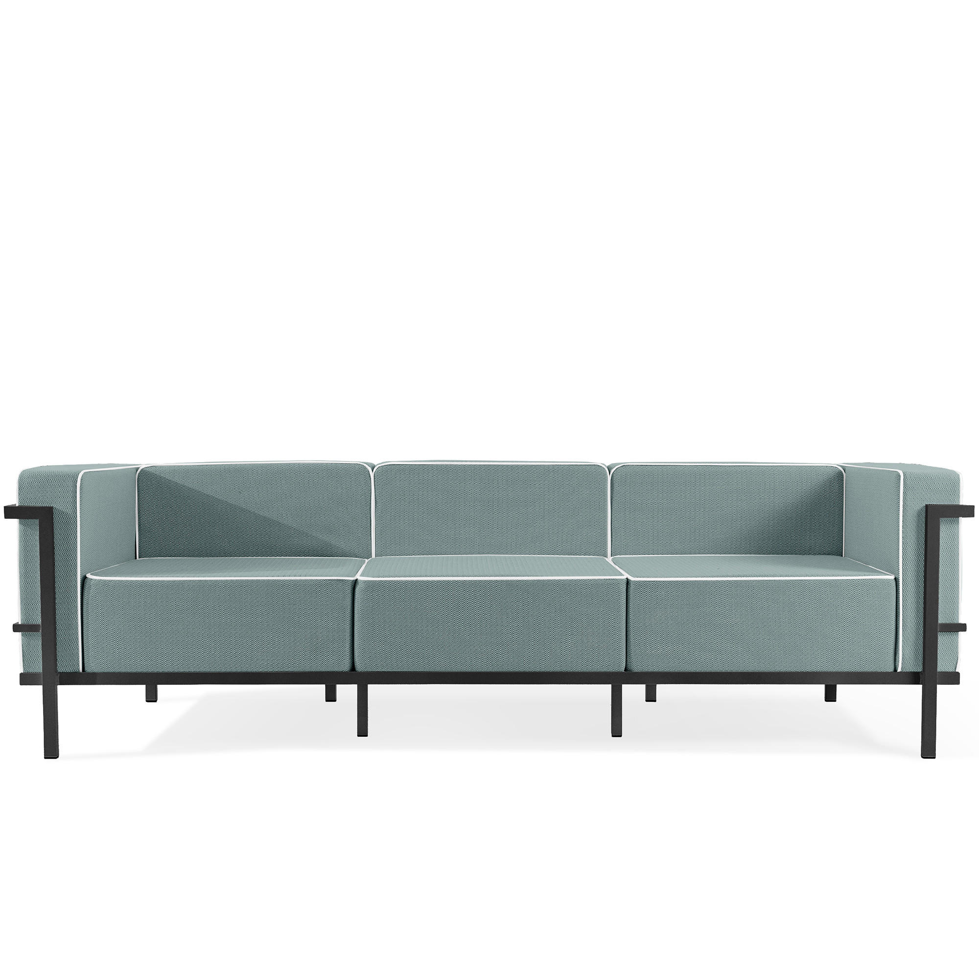 GARTENSOFA TRIGLO 3-Personen, Stahlrahmen, Modern, Dunkelgrau - Dunkelgrün/Dunkelgrau, Textil/Metall (229/70/69cm) - KONSIMO®