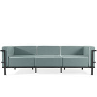GARTENSOFA TRIGLO 3-Personen, Stahlrahmen, Modern, Dunkelgrau - Dunkelgrün/Dunkelgrau, Textil/Metall (229/70/69cm) - KONSIMO®