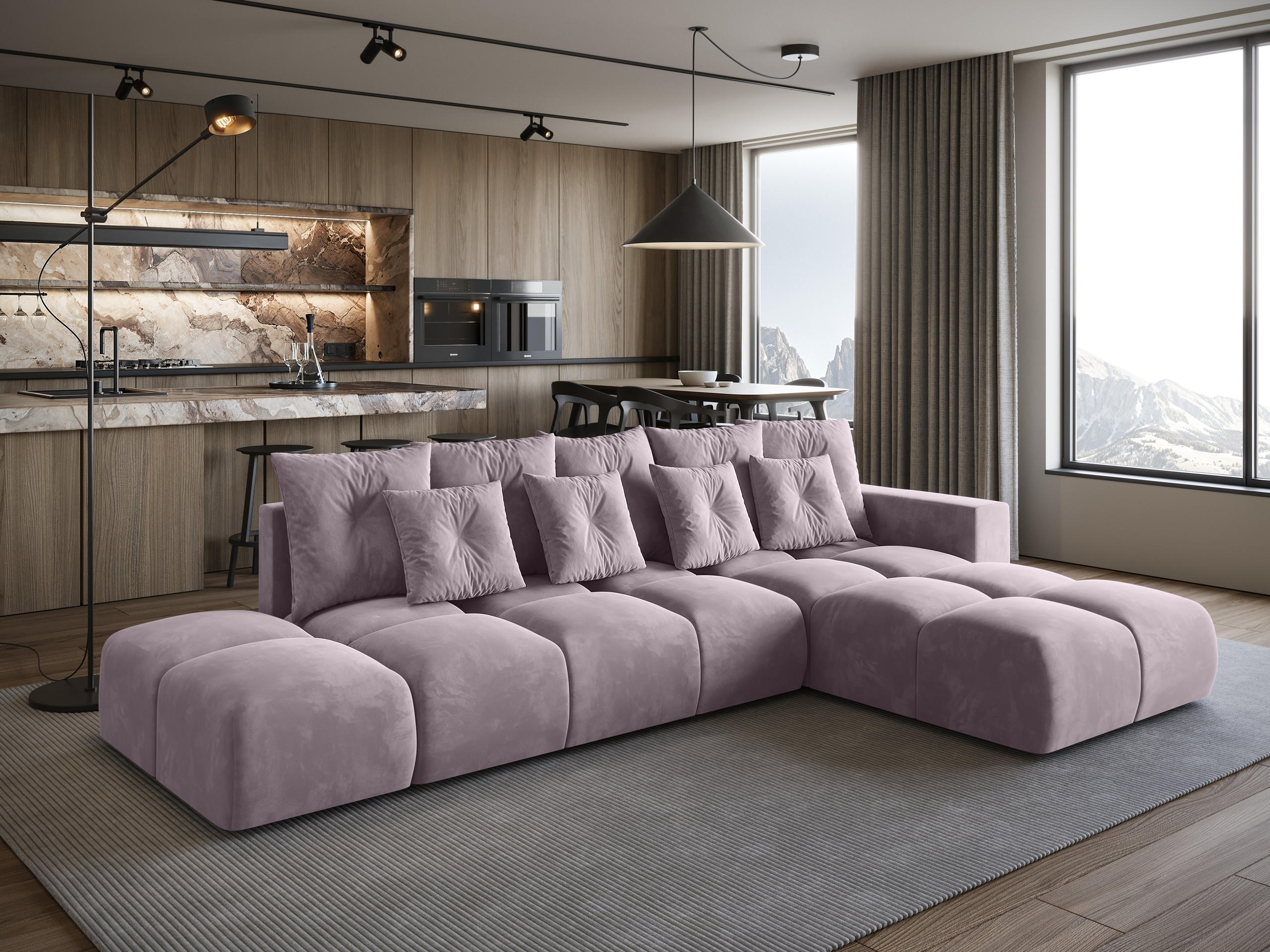 ECKSOFA mit Schlaffunktion RAMIRO Rosa - Pink, Textil (325/185cm)