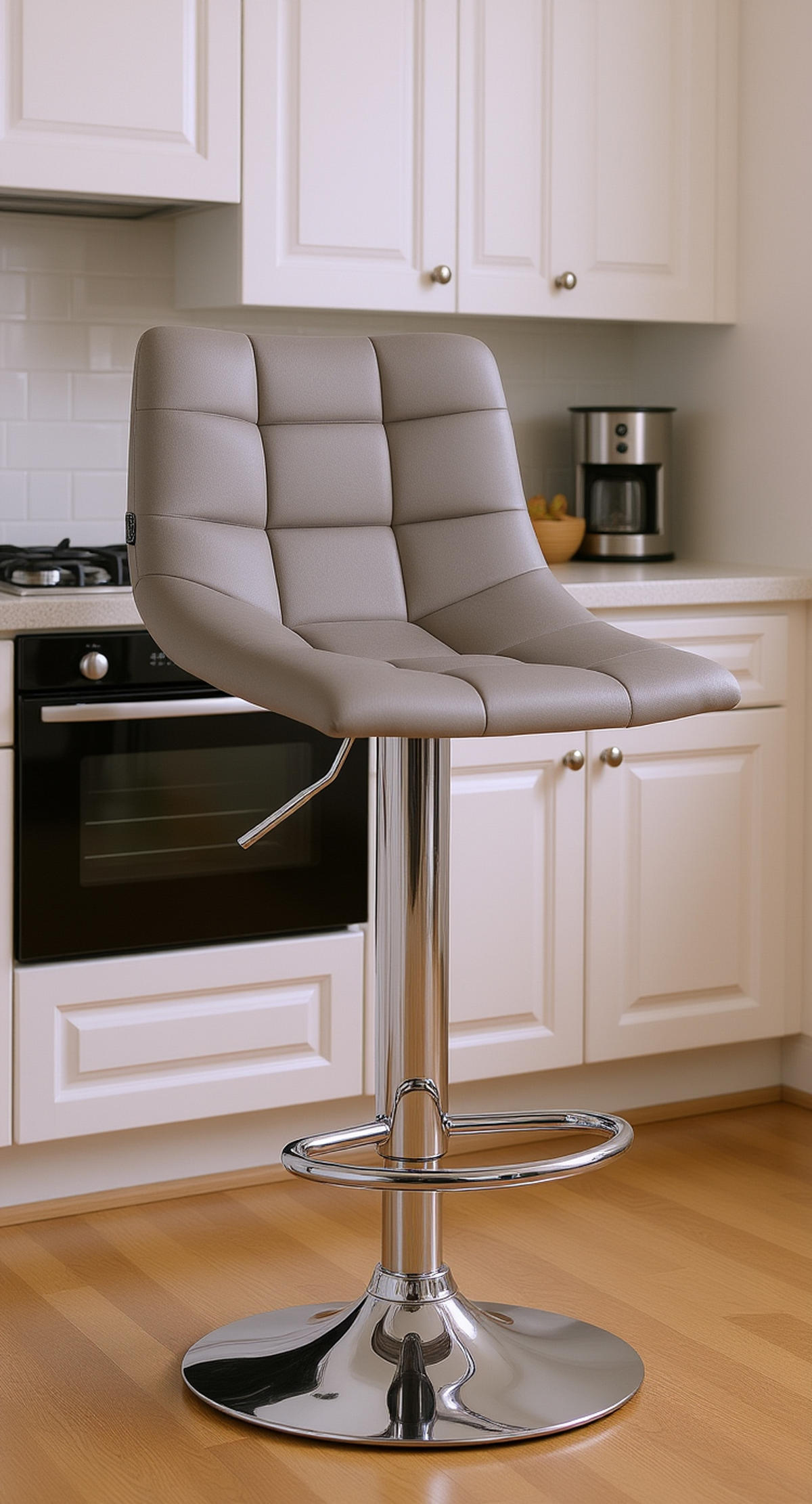BARHOCKER James Samt chrom grau - Chromfarben/Grau, Textil/Metall (43/108.5/46.5cm) - TPFLiving