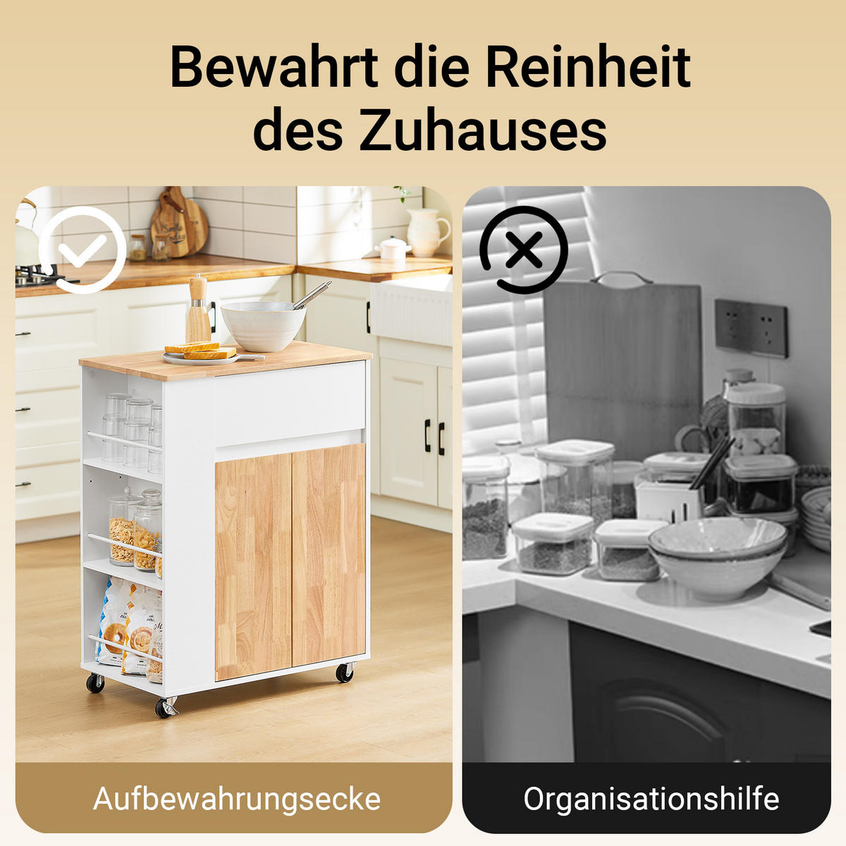 KÜCHENWAGEN Weiß - Weiß, Holzwerkstoff (70/90/40cm) - SoBuy