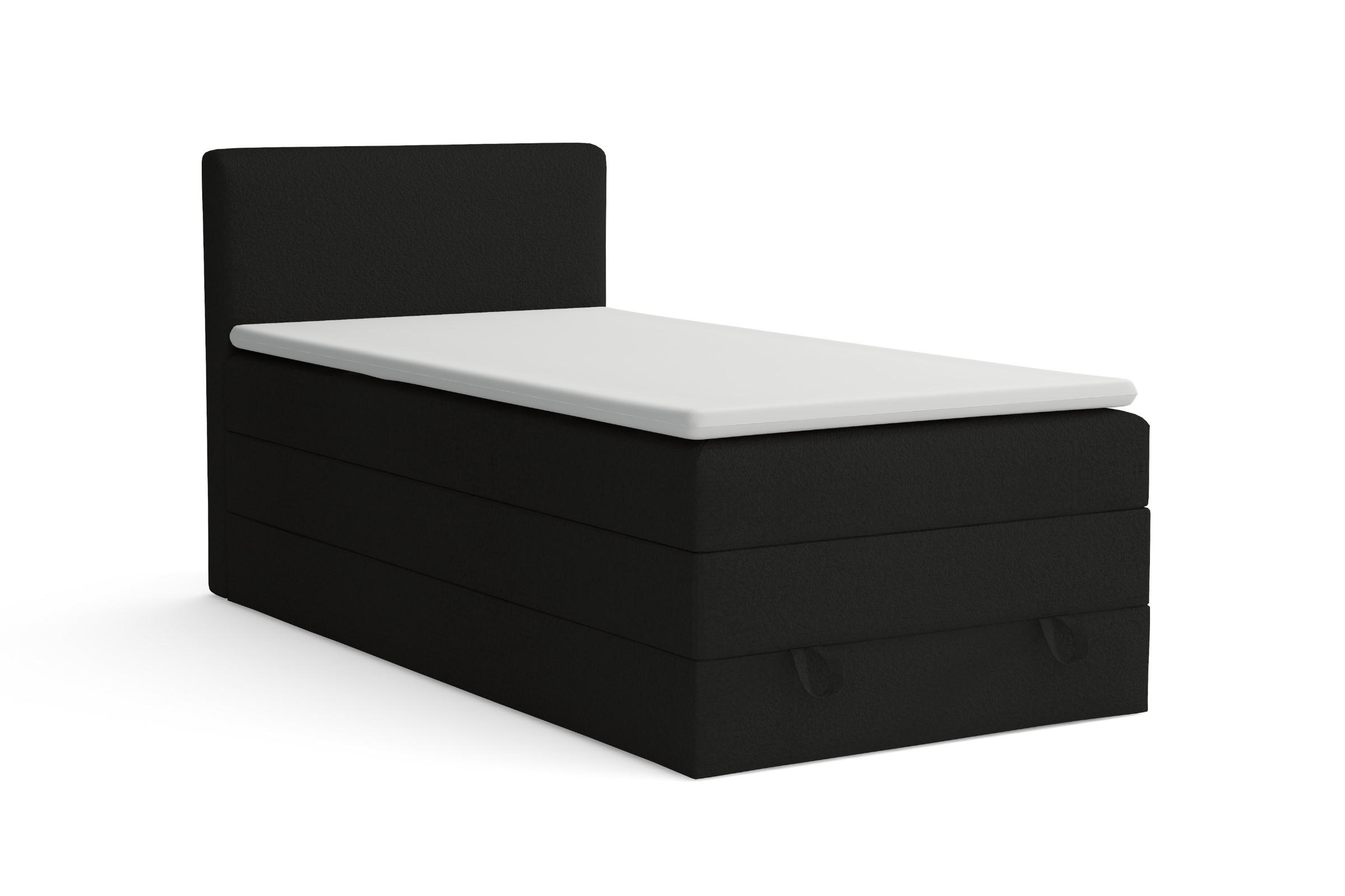 BOXBETT JUNG LUX 90/200 in Boucle Schwarz - Schwarz, Holz/Holzwerkstoff (90/200cm) - Deine Möbel 24