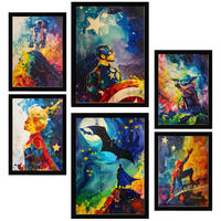 POSTER Set Mit 6 Superhelden A3 & A4 Schwarzer Rahmen - Schwarz, Papier (29/3cm) - Nacnic