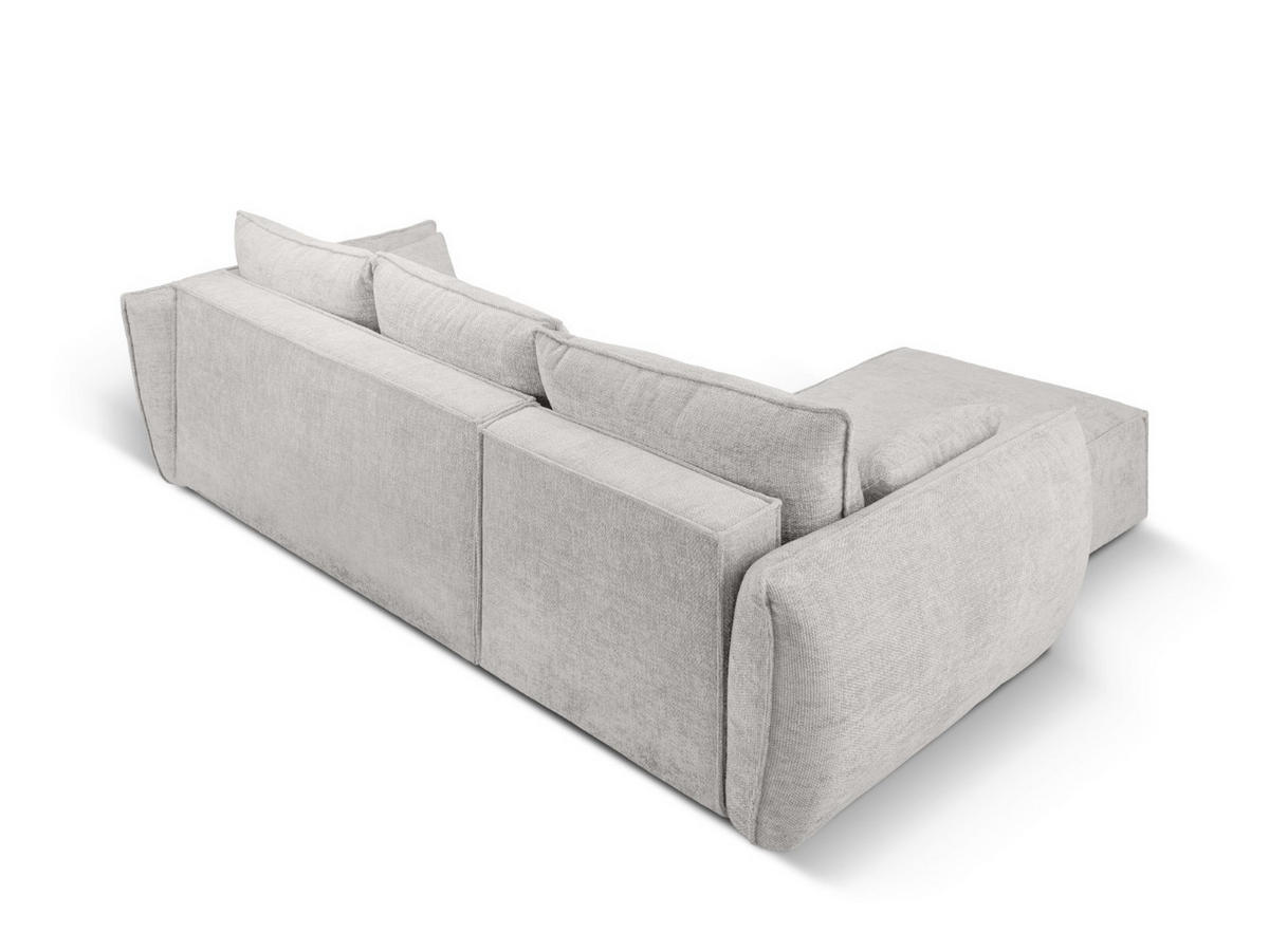 AUSKLAPPBARES-ECKSOFA links mit Container Kaelle aus Chenille-Stoff hellgrau 4 Sitzplätze - Hellgrau, Textil (165/252cm) - Micadoni