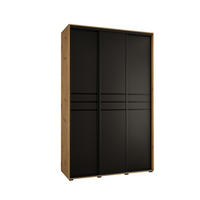 SCHWEBETÜRENSCHRANK 235,2/160/60 3-türig - Schwarz/Eiche Artisan, Holz/Metall (160/235/60cm) - Abiks Möbel