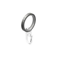 FLACHRINGE MIT EINLAGE UND FALTENHAKEN FÜR GARDINENSTANGEN 20 mm Ø, Edelstahl-Optik, Packung 10 Stück - Edelstahlfarben, Metall (20cm) - INTERDECO