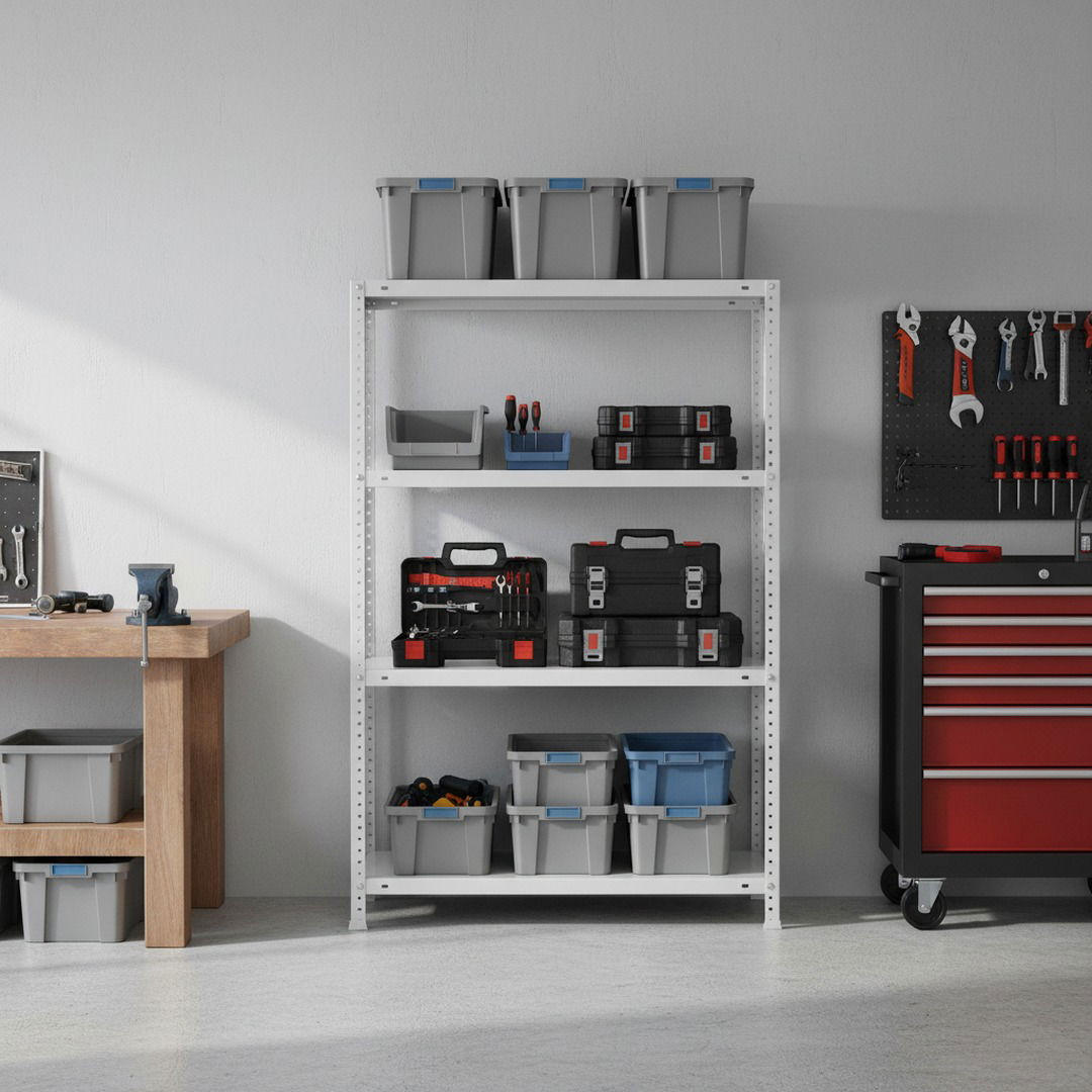 SCHRAUBREGAL PANDA MID | HxBxT 150x80x30cm | 4 Fachböden | Fachlast 100kg | Weiß - Weiß, Metall (80/150/30cm) - PROREGAL