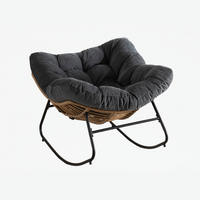 SCHAUKELSTUHL Schwarz Chenille, Metallrahmen - Schwarz, Textil (107/83/95cm) - Oxeza