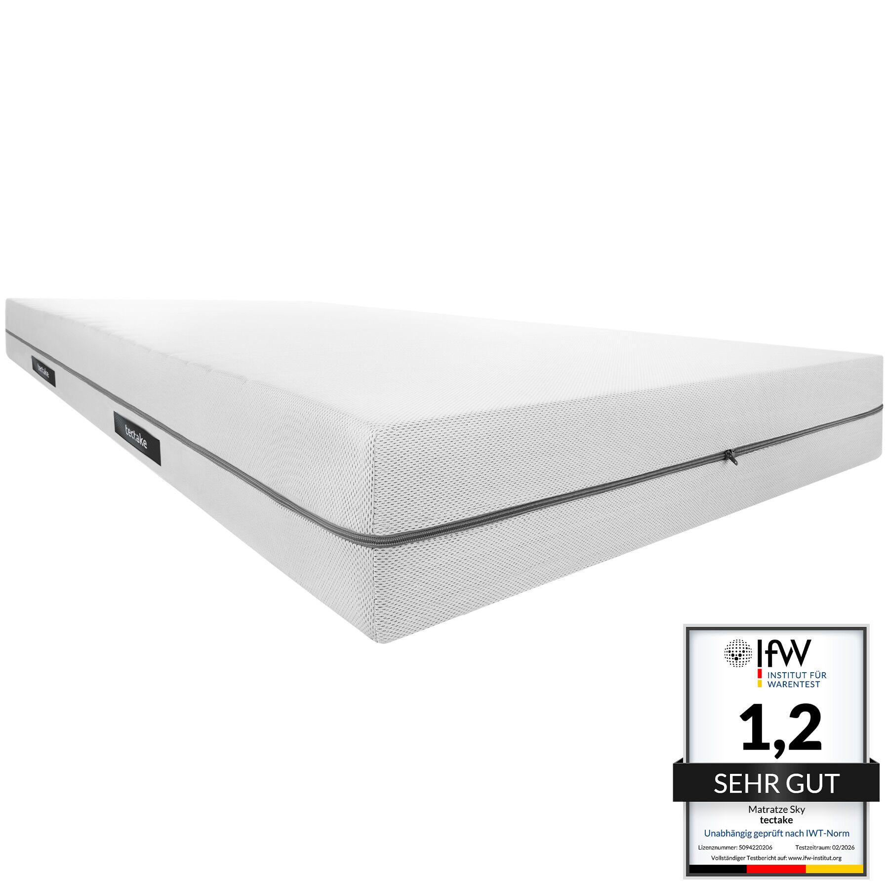 MATRATZE Sky, waschbarer Bezug aus atmungsaktivem 3D-Meshgewebe, weiß - Weiß, Textil - tectake