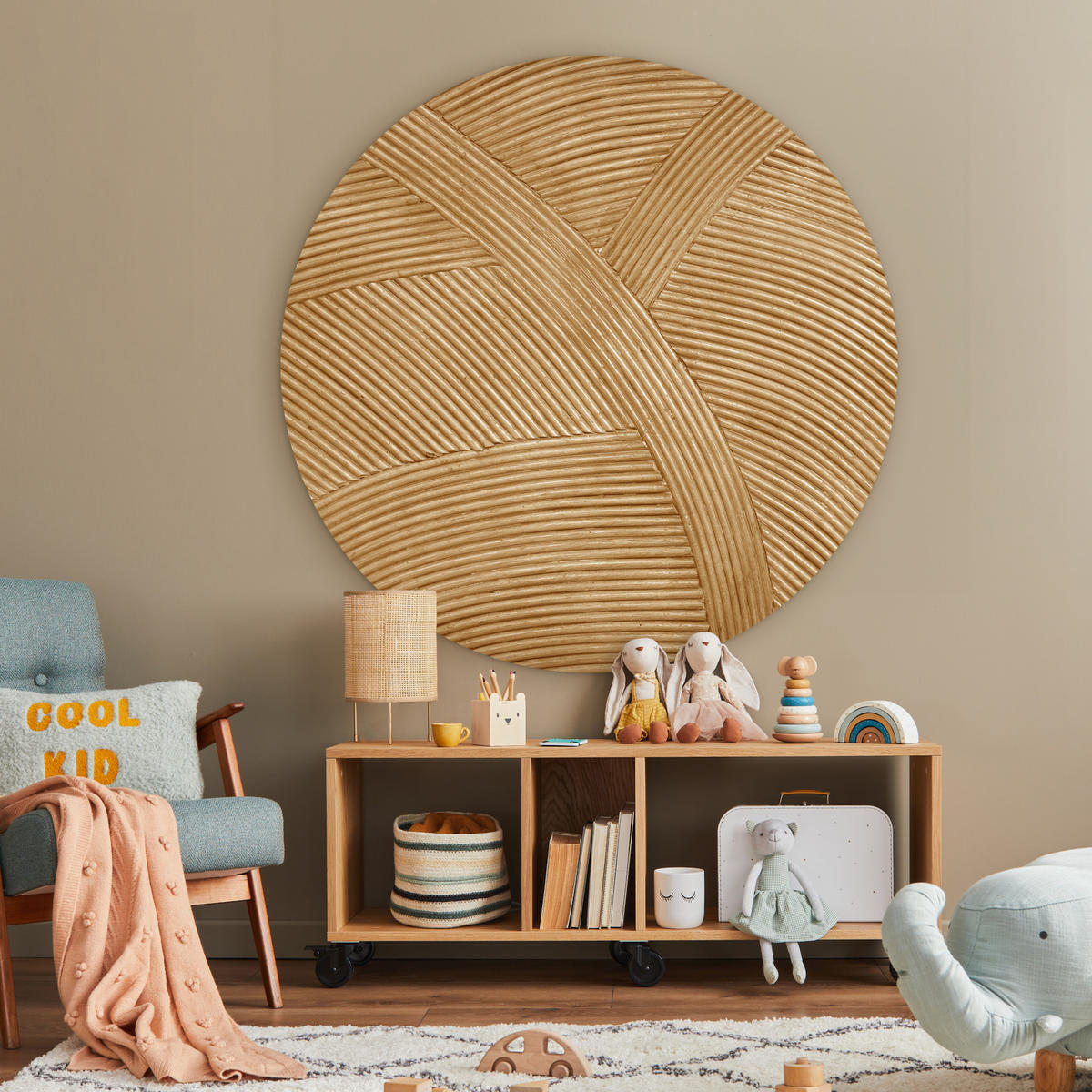 WANDBILD Struktur - Natur - Kunst - Rattan 140x140 cm - Naturfarben, Kunststoff (140/140cm) - MuchoWow