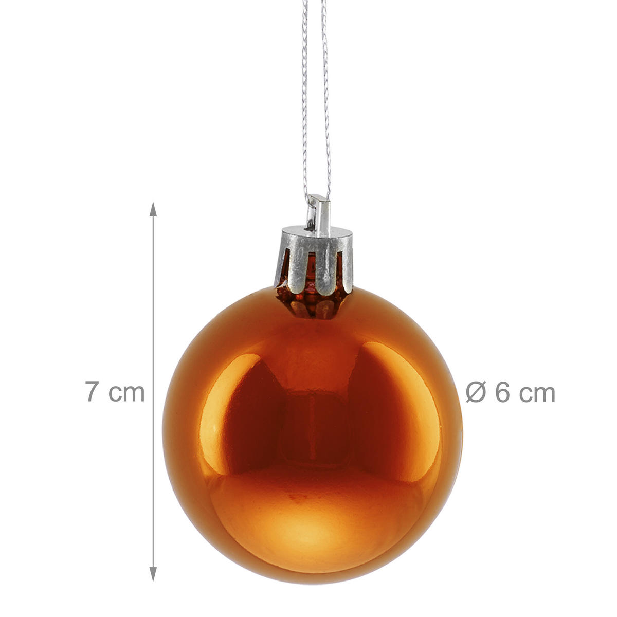 50XWEIHNACHTSKUGELN - Orange, Kunststoff (6/7/6cm) - Relaxdays