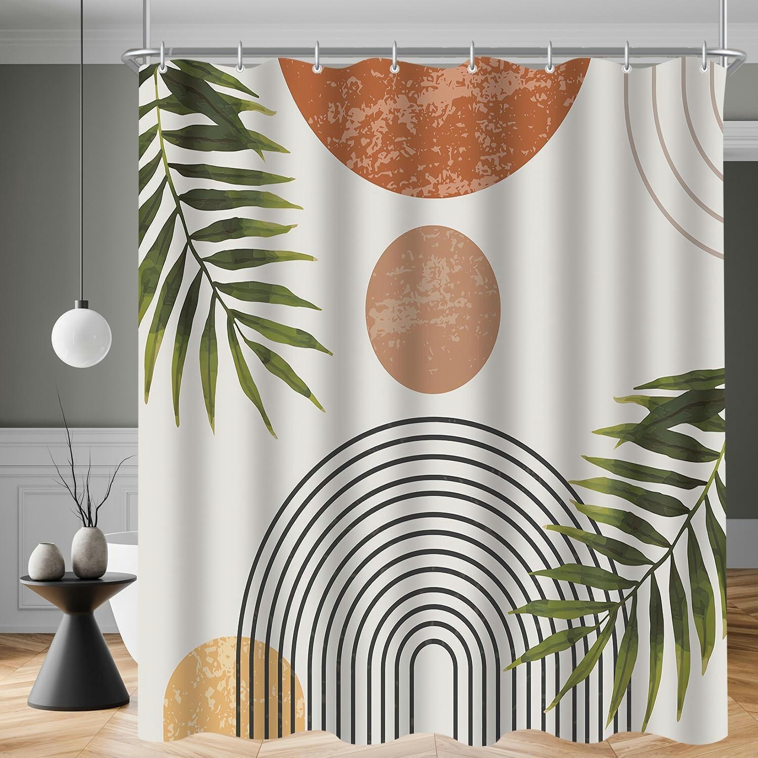 DUSCHVORHANG Blätter Linie 150 x 200 cm - Multicolor, Textil (150/200cm)
