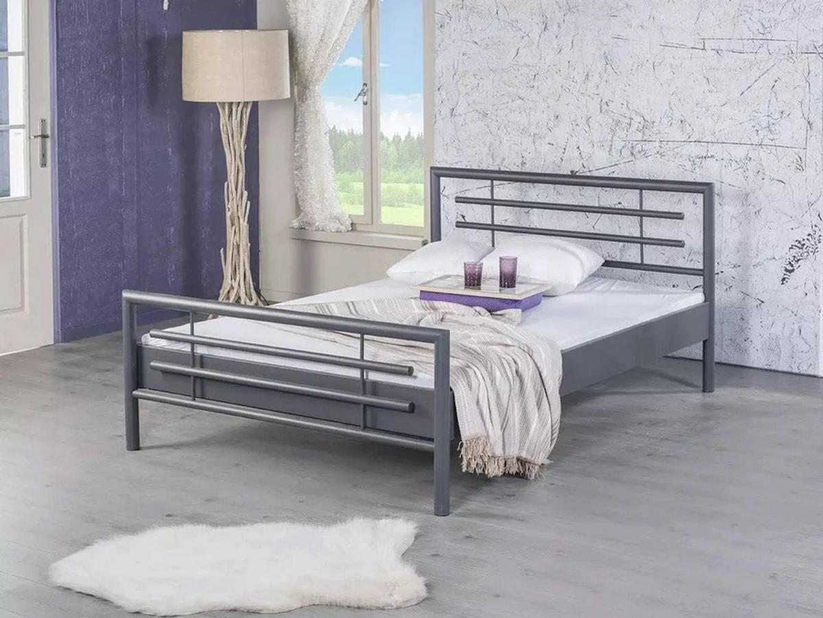 METALBETT Lola / 120 x 200 cm / dunkelgrau - Anthrazit, Metall (120/200cm) - BED BOX