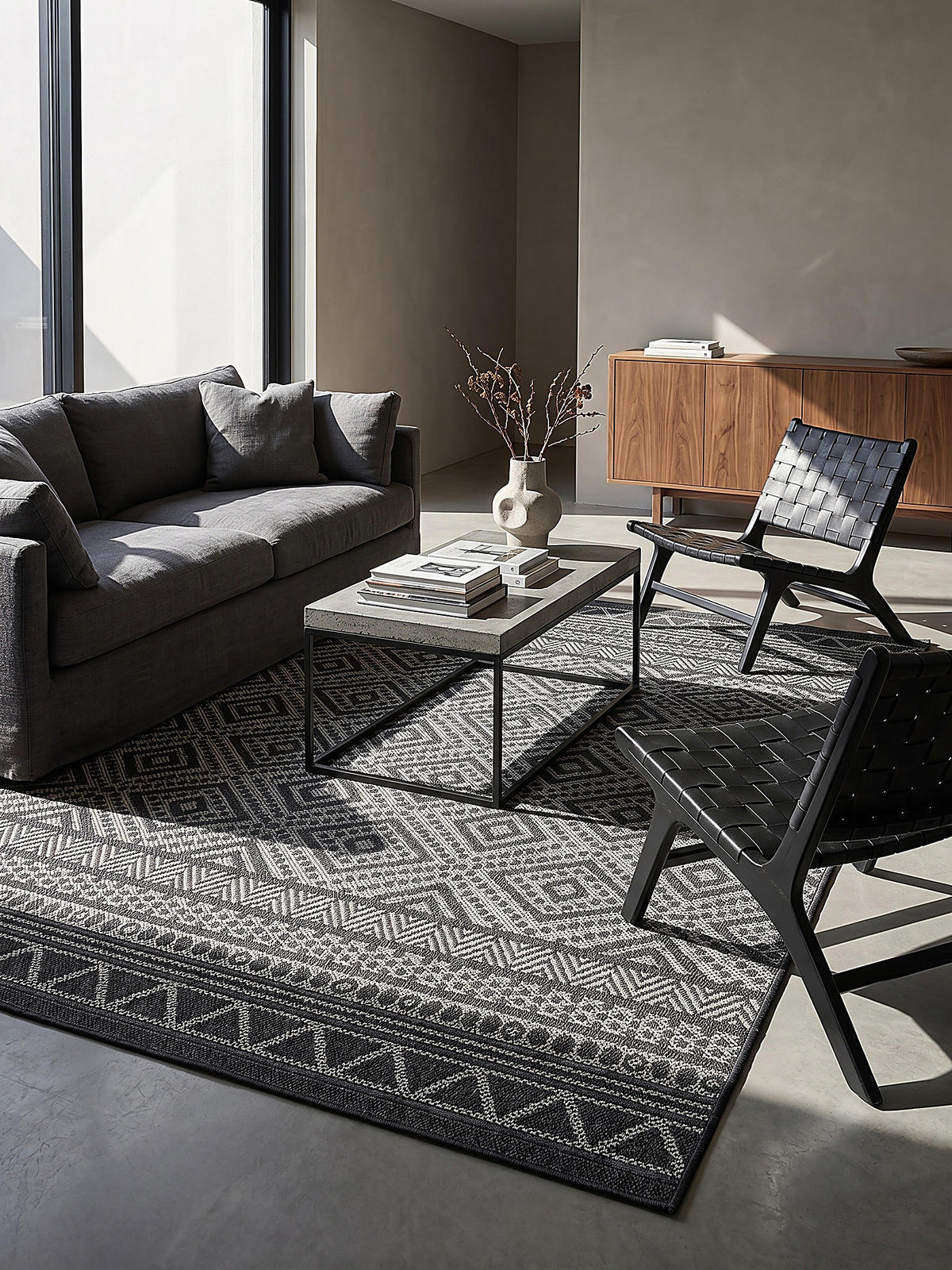 FLACHWEBTEPPICH Berber ESERA Polypropylen Anthrazit 120 x 160 cm - Anthrazit, Textil (120/160cm) - KADIMA DESIGN