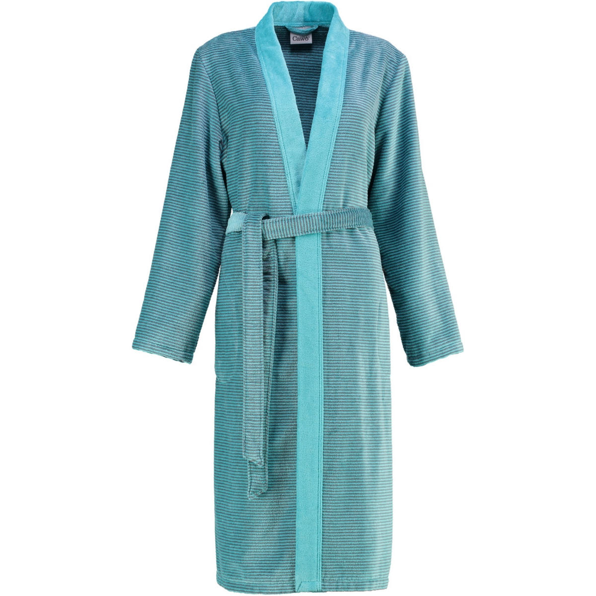 BADEMANTEL DAMEN KIMONO TWO-TONE 6431 TÜRKIS - 47 - Blau, Textil (Lnull) - Cawoe