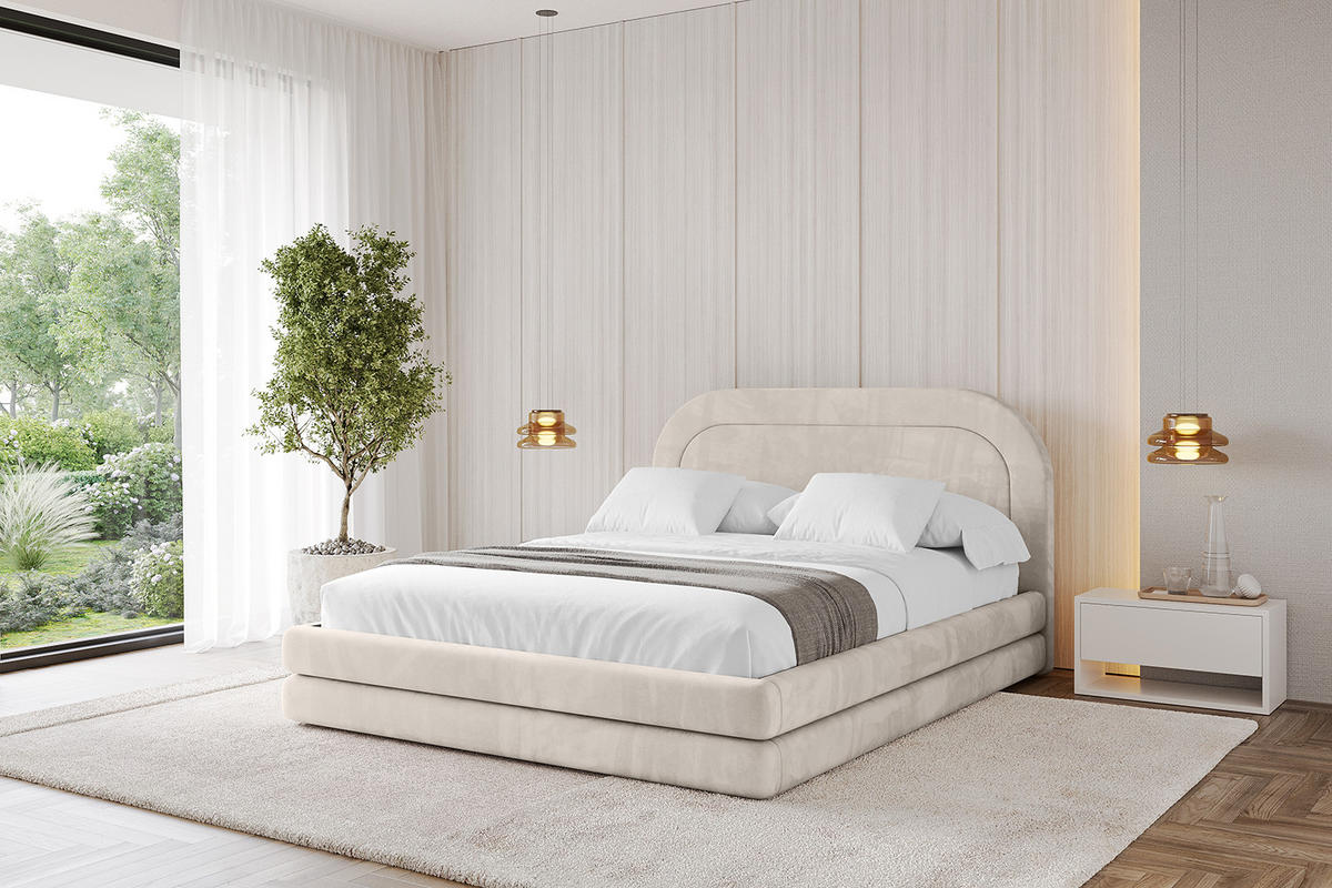 POLSTERBETT mit Bettkasten und Lattenrost, Boxbett ohne Matratze - LERIS 180x200 Beige - Beige, Holzwerkstoff/Textil (180/200cm) - ALTDECOR