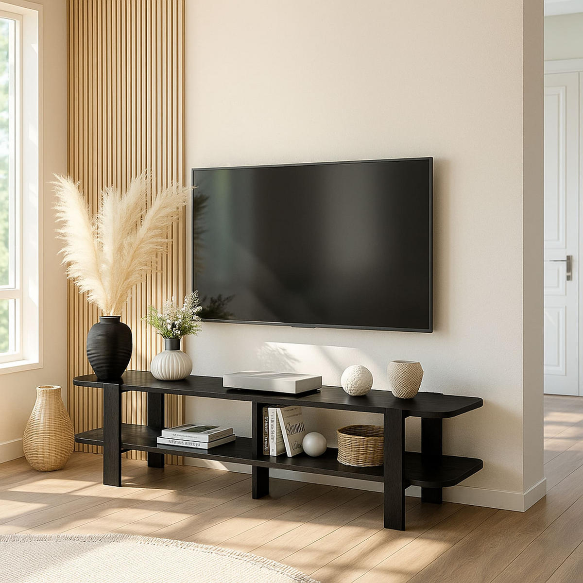 TV LOWBOARD Glam Schwarz - Schwarz, Holzwerkstoff (150/35/33cm) - moebel17