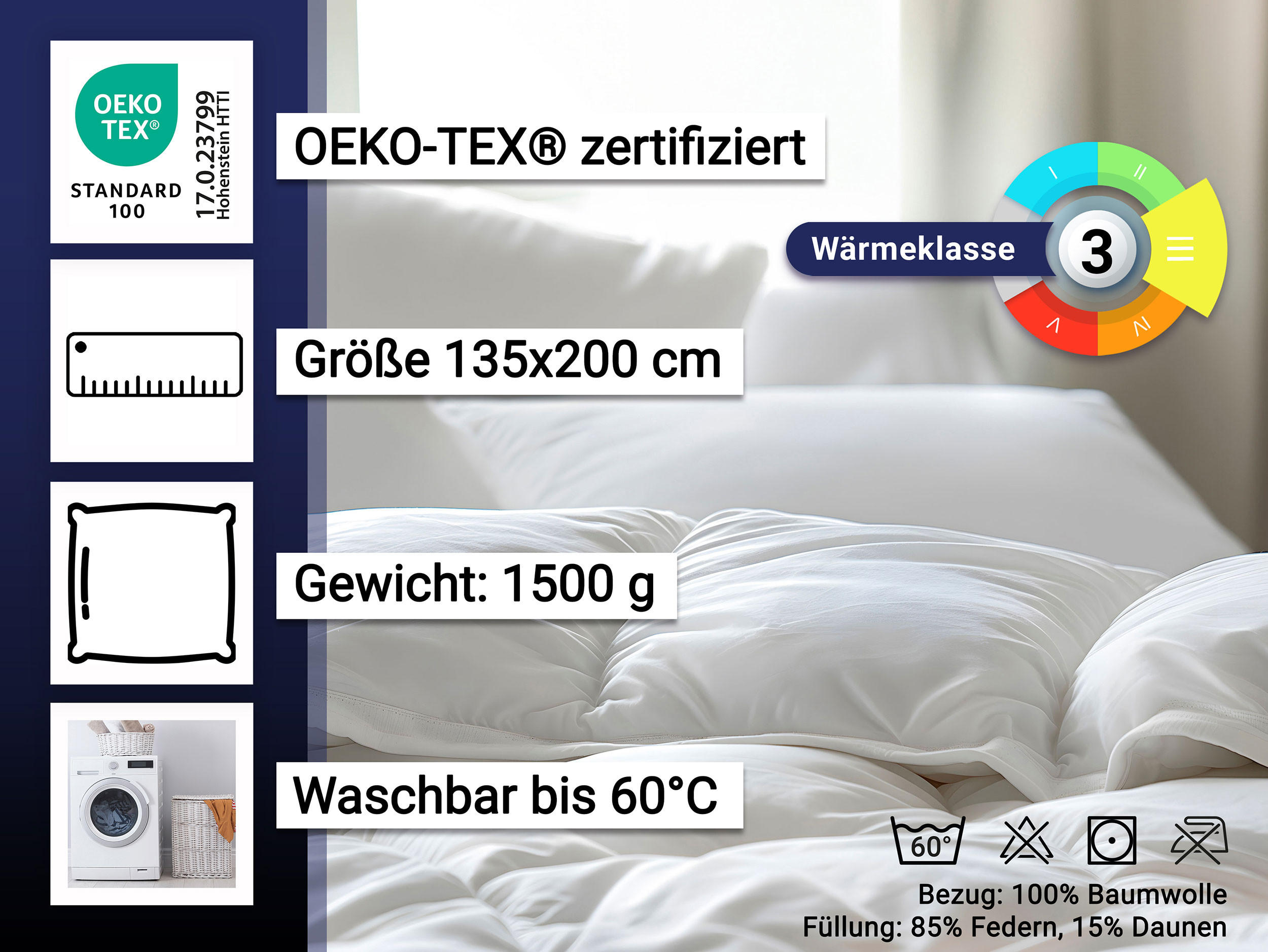 BETTDECKE, 100% Baumwolle - Weiß, Textil (135/200cm) - Zollner