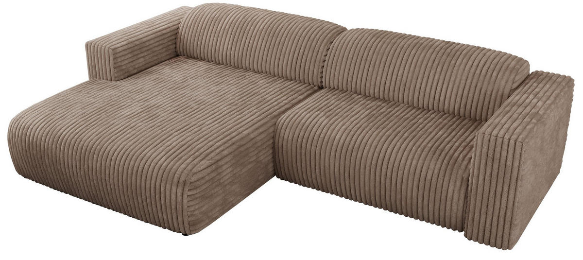 ECKSOFA PASADENA Braun Cord - Links Seite - Schwarz/Braun, Kunststoff/Textil (288/180cm) - MKS