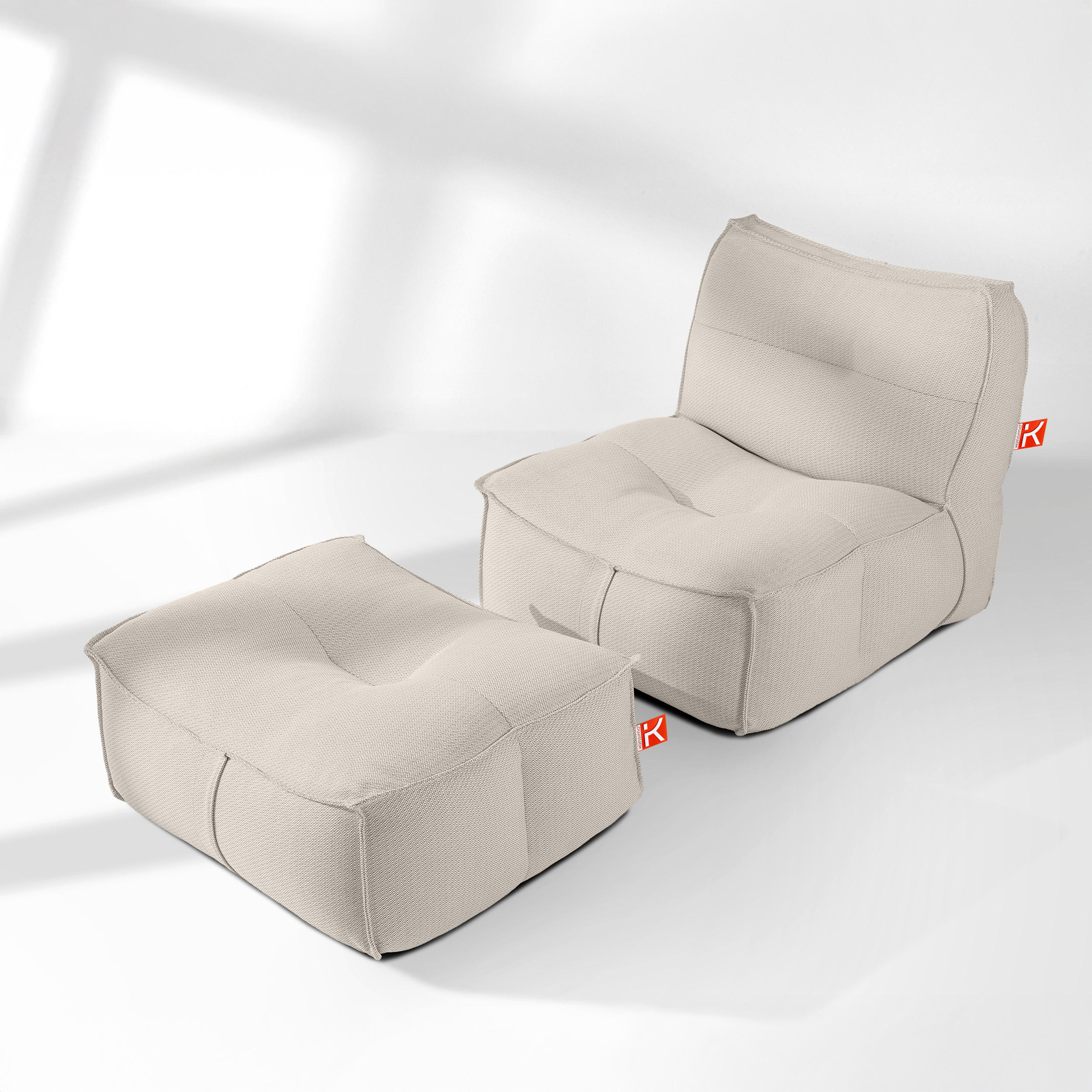GARTENLOUNGE-SET LOVIA, Möbel-Set, Dunkelbeige/Weiß - Beige, Textil (90/82/106cm) - KONSIMO®