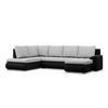 U-SOFA MIT SCHLAFFUNKTION FORESTA, Grau + Schwarz - Schwarz/Grau, Textil (300/89/200cm)