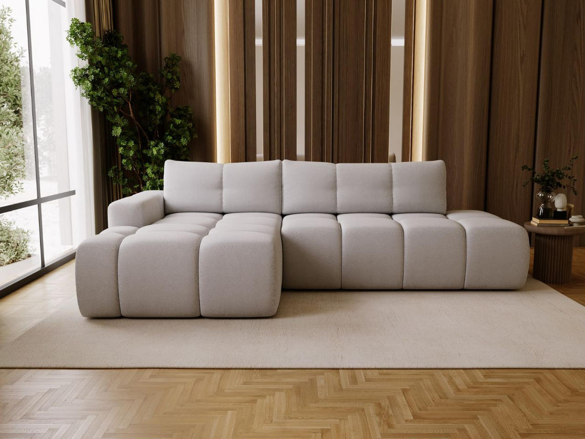 ECKSOFA Montero Bouclé-Stoff Grau Rechts - Grau, Holz/Textil (280/177cm) - Graingold