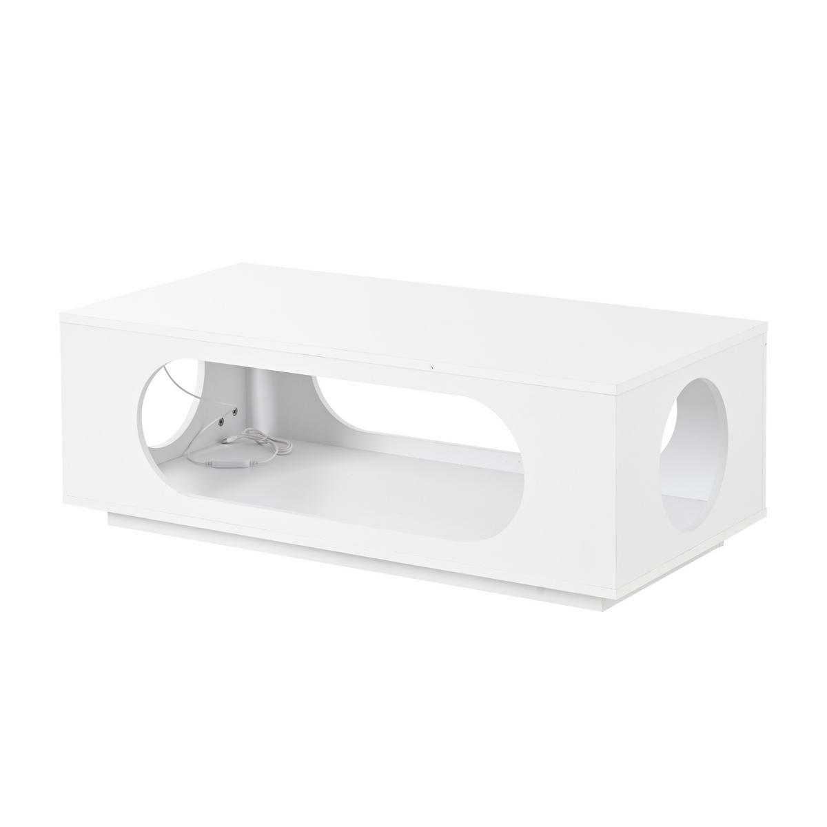 COUCHTISCH Weiß 100/50/35 cm mit LED-Beleuchtung - Weiß, Holzwerkstoff (50/100/35cm) - PANGIVO
