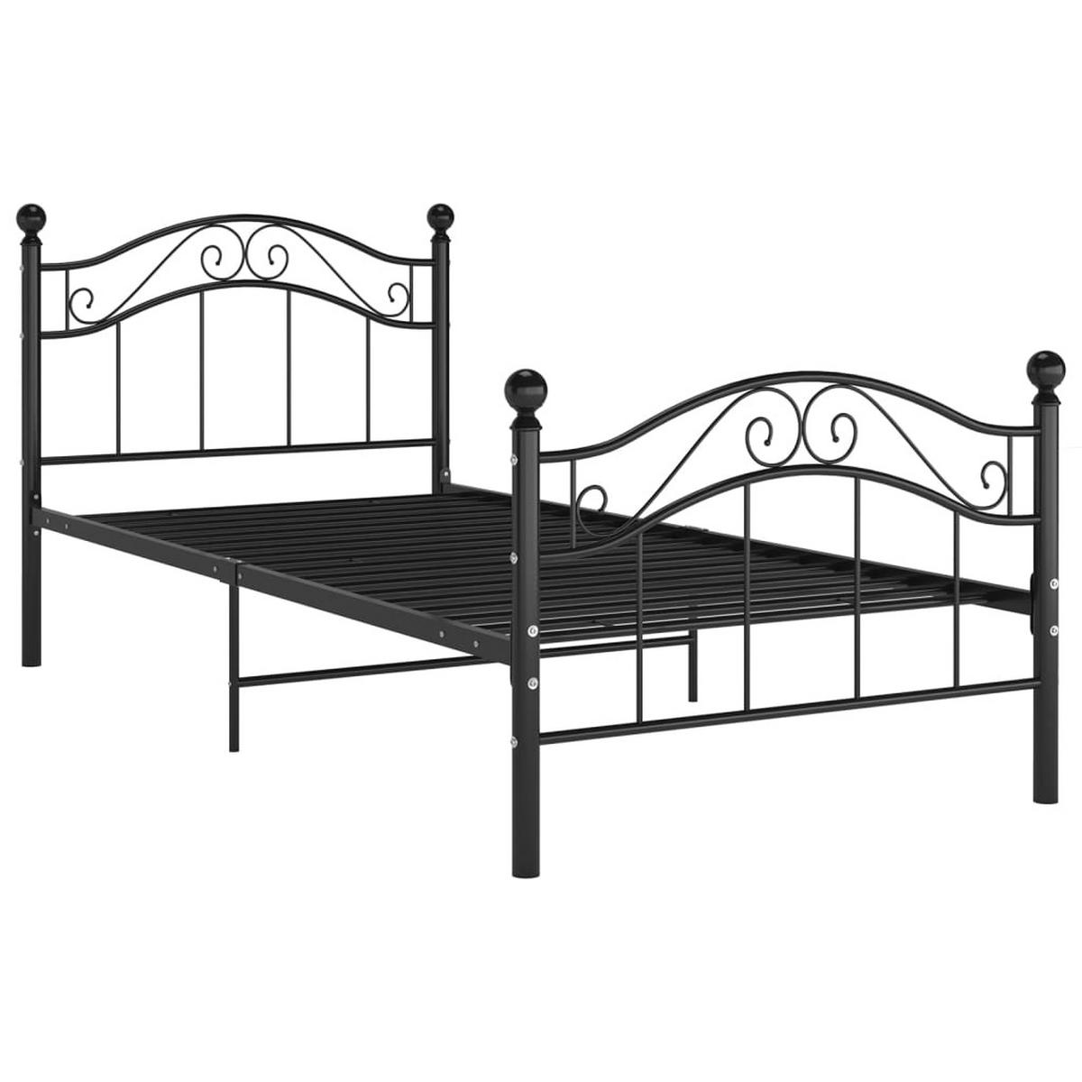 BETT Schwarz Metall 100x200 cm - Schwarz, Metall - furnicato