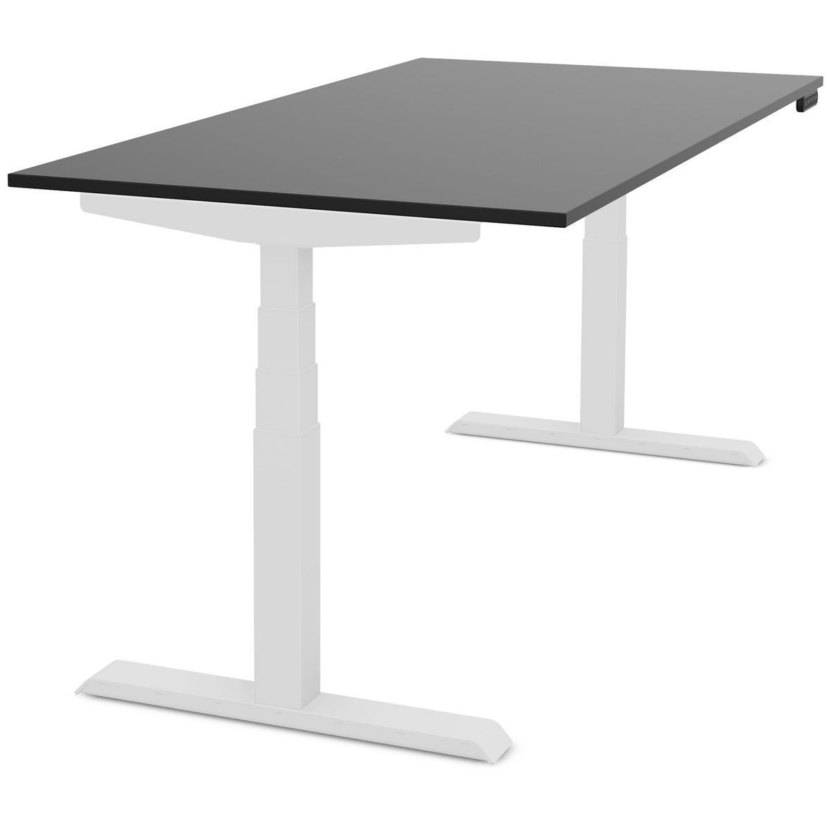 SCHREIBTISCH Elektrisch Höhenverstellbarer Familien Schreibtisch Pitino Schwarz Signalweiß 160/80/52.5-121cm - Schwarz/Weiß, Holzwerkstoff/Metall (80/160/121cm) - ASSMANN