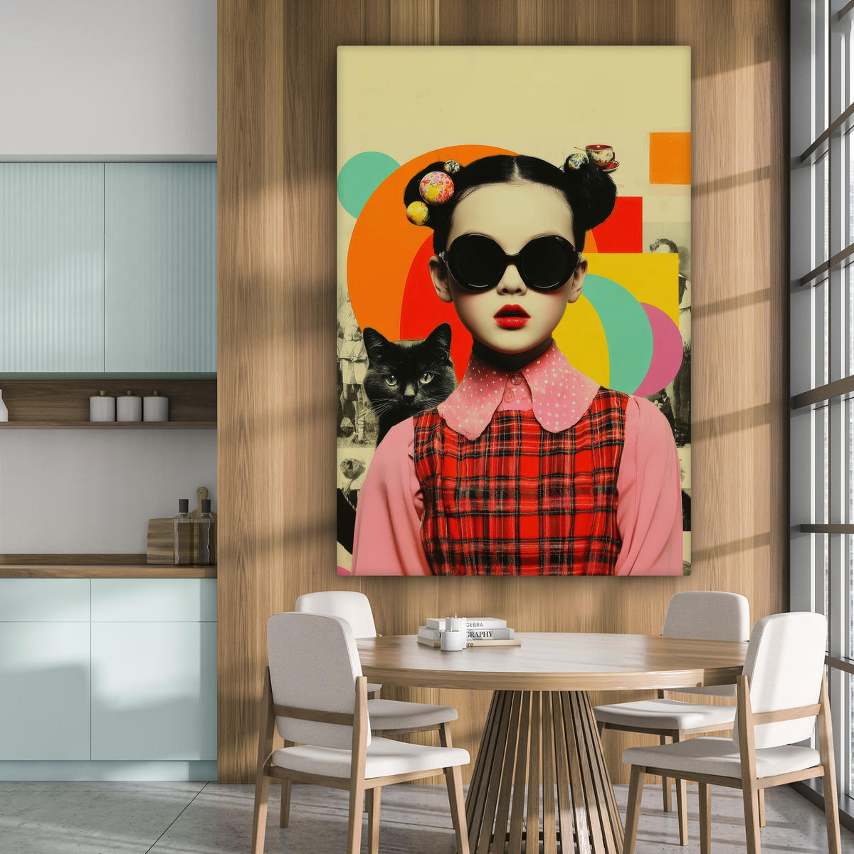 SLIKA NA PLATNU Dekle pop-art 90x140 cm - bež, tekstil (90/140cm) - MuchoWow