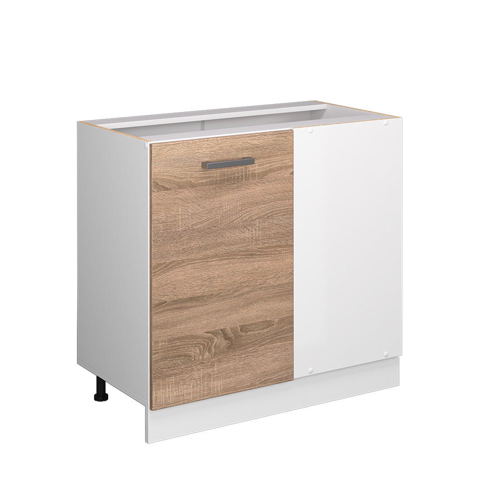 HÖRNUNDERSKÅP R-Line Sonoma 86 cm utan bänkskiva Sonoma ek, Vit 81.6/86/46 cm