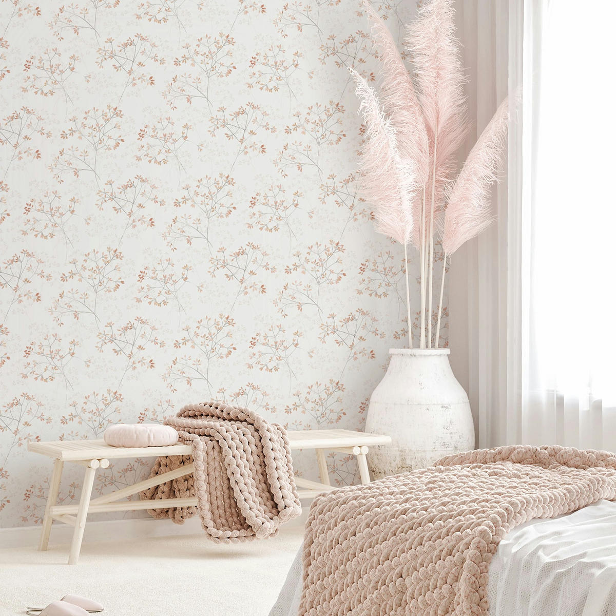 VLIESTAPETE Floral Tapete weiß, rot - Rot/Weiß, Papier (53/1005cm) - marburg