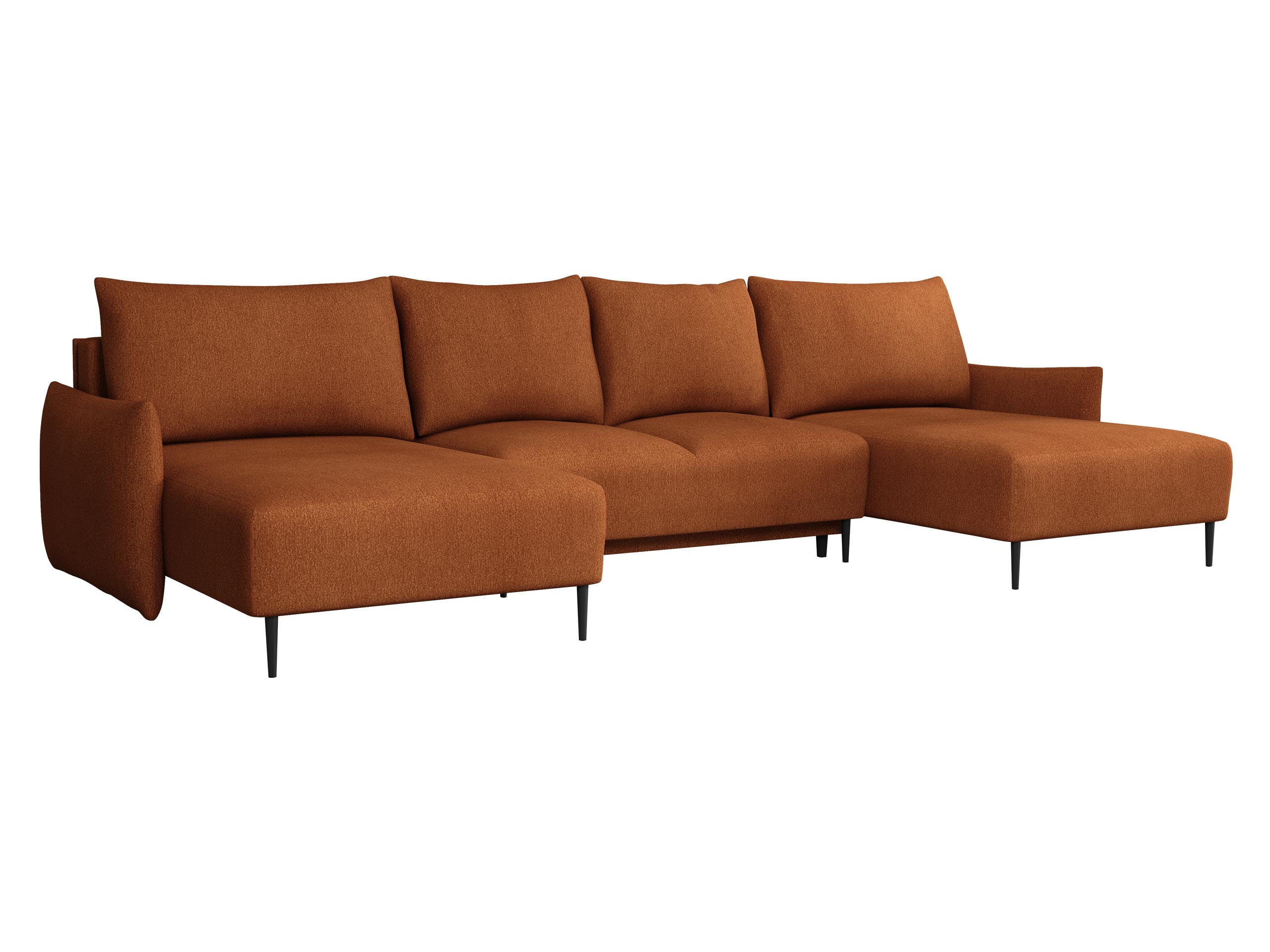 WOHNLANDSCHAFT Santi U - Schwarz/Orange, Holz/Textil (328/88/160cm) - MIRJAN24