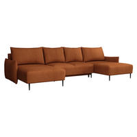 WOHNLANDSCHAFT Santi U - Schwarz/Orange, Holz/Textil (328/88/160cm) - MIRJAN24