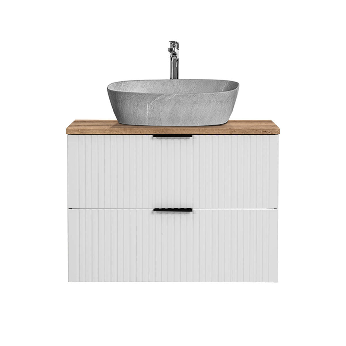 WASCHTISCH 80.6cm Adriel Weiß, Holz und Stein - Weiß, Holzwerkstoff (80.6/59/46cm) - Petits-meubles
