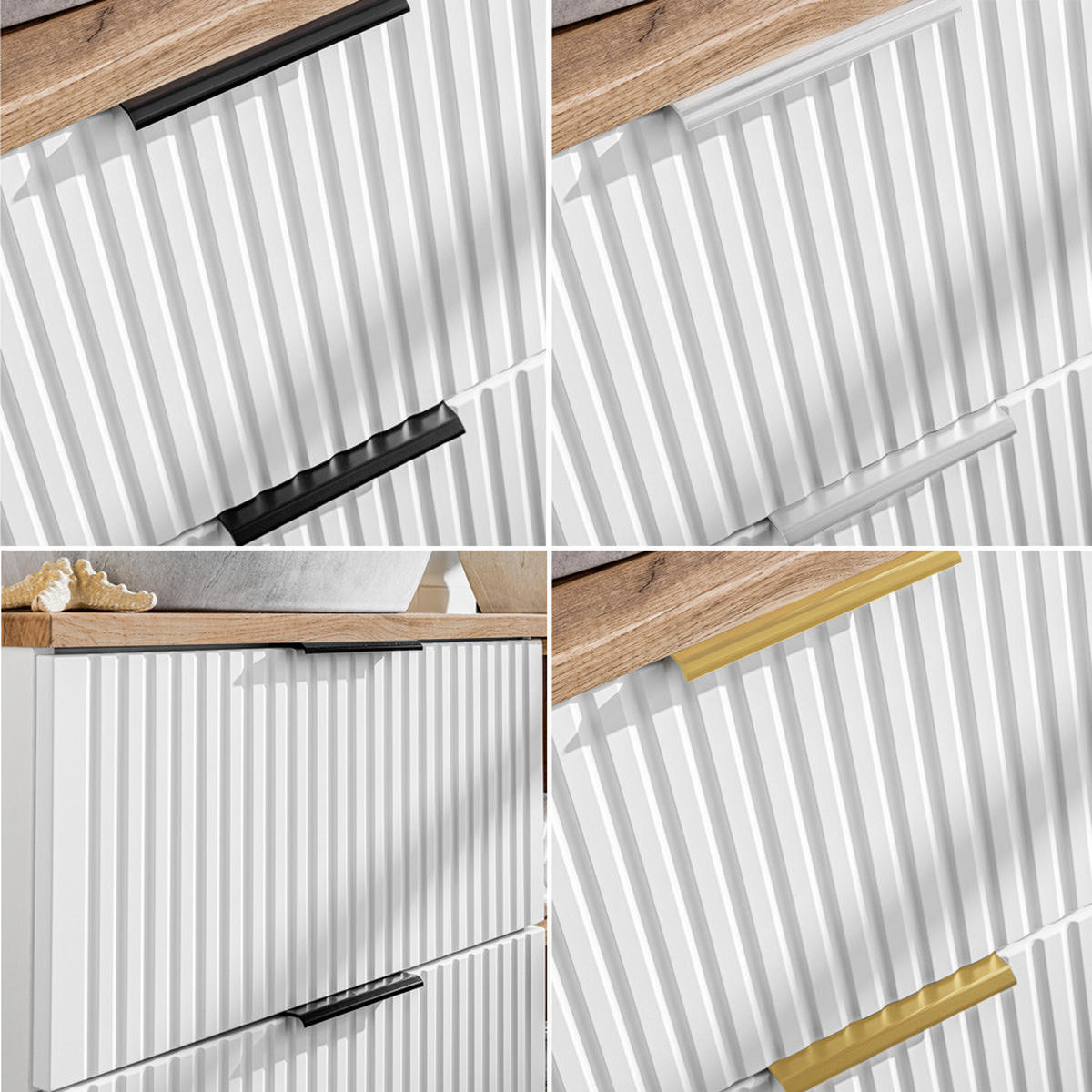 BADMÖBEL-SET 4-TLG. Adelaide-56 - Weiß, Holzwerkstoff (175/200/47cm) - Lomado