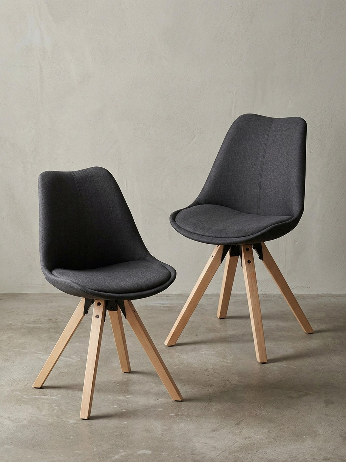 ESSZIMMERSTUHL 2er Set Stoffbezug mit Holzgestell Skandinavisch gepolstert, Anthrazit 49x52x87 cm - Anthrazit/Beige, Holz/Textil (49/87/52cm) - KADIMA DESIGN