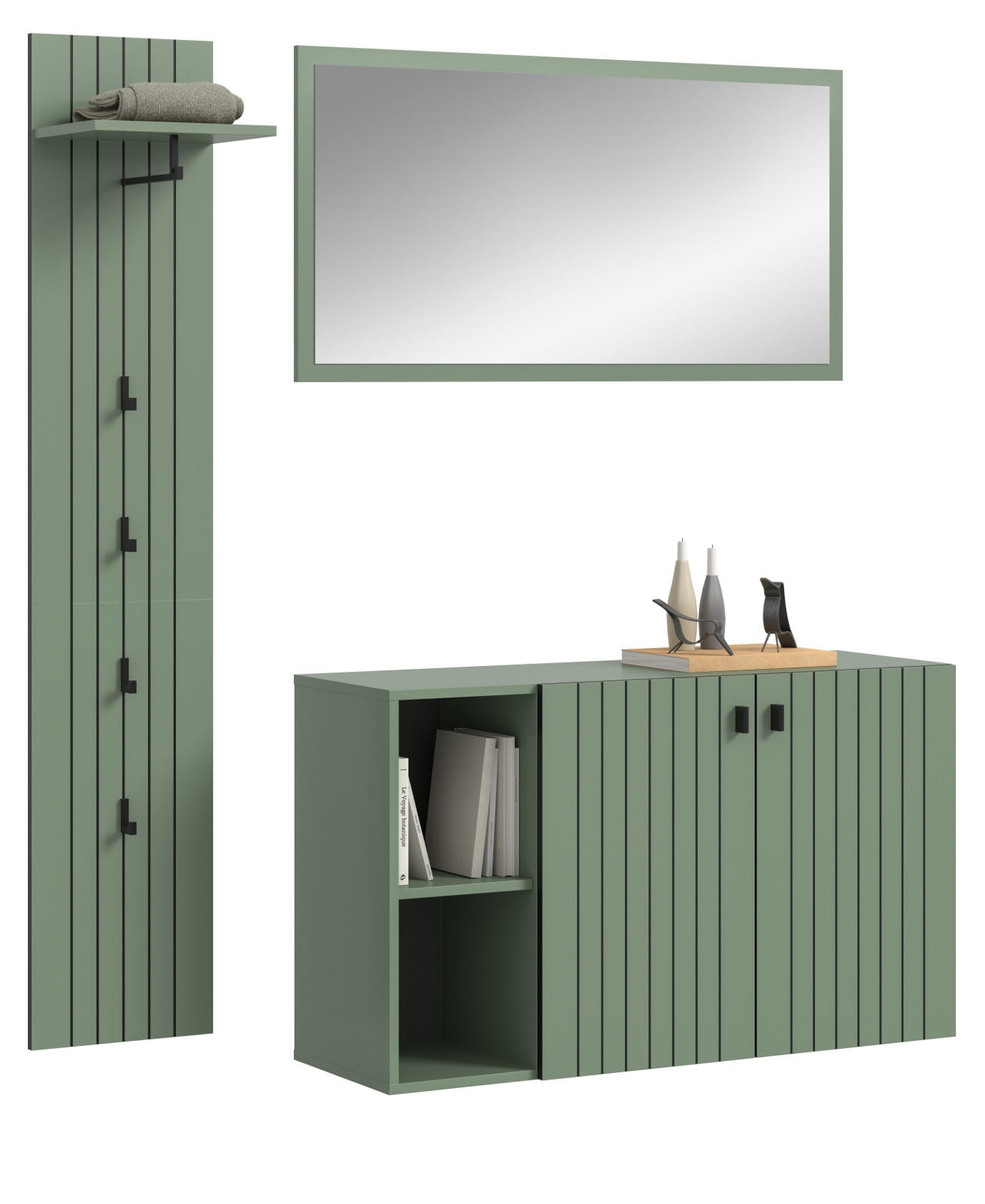 Inn.Furn Garderobe-Set Grün 152x192x37 cm