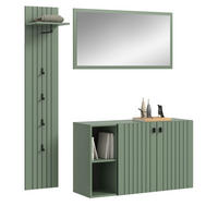 GARDEROBE-SET grün 3-teilig 152 cm, Garderobenkombination hängend - Schwarz/Grün, Glas/Holzwerkstoff (152/192/37cm) - Inn.Furn
