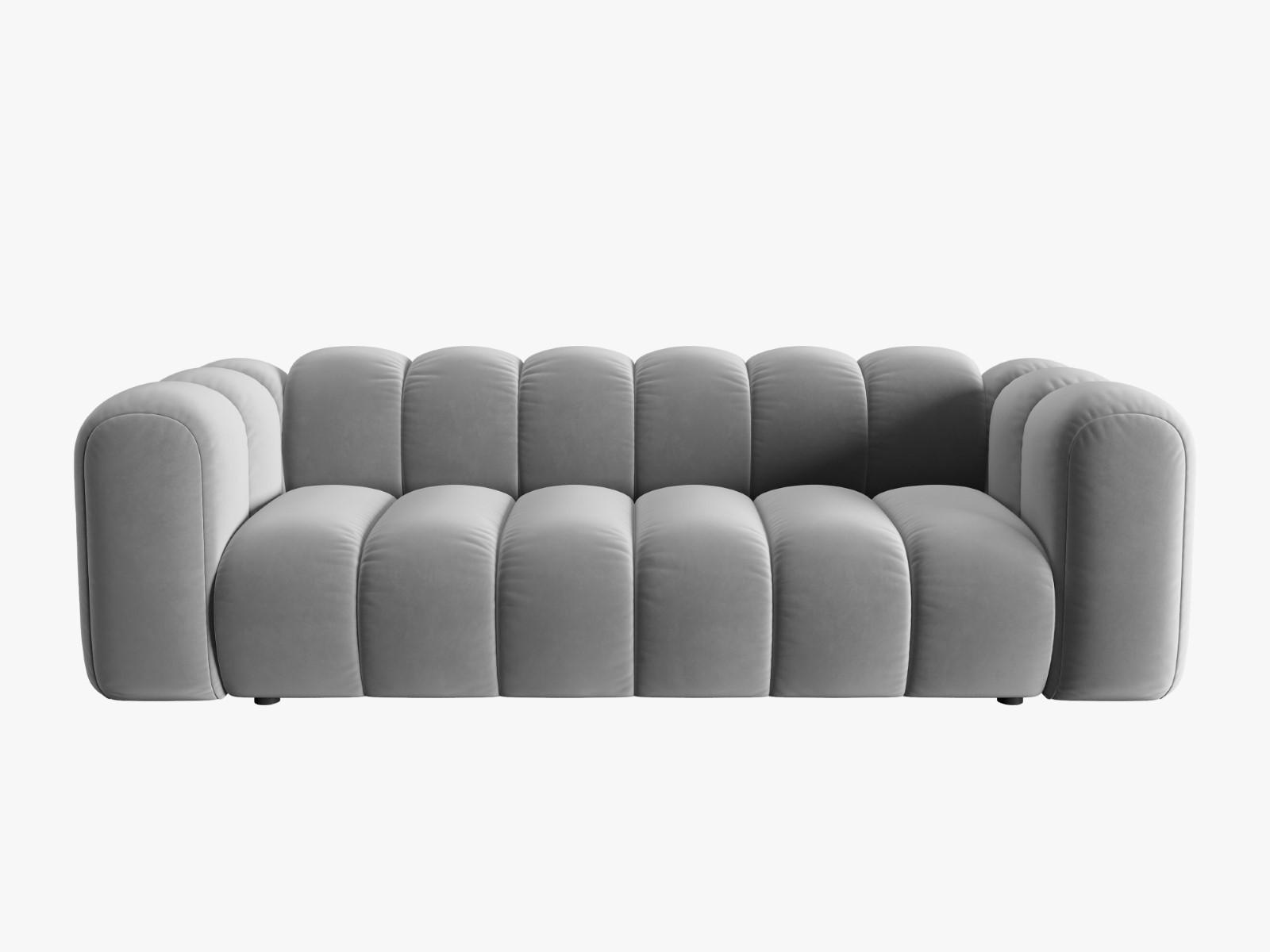 SOFA Lupine aus Samt grau 3 Sitzplätze - Grau, Textil (95/70/230cm) - Micadoni