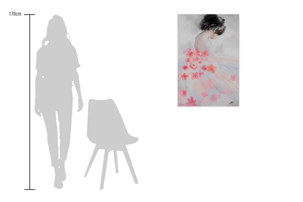 ACRYLBILD HANDGEMALT 60/90 cm - Pink/Beige, Holz/Textil (1.3/90cm) - KUNSTLOFT