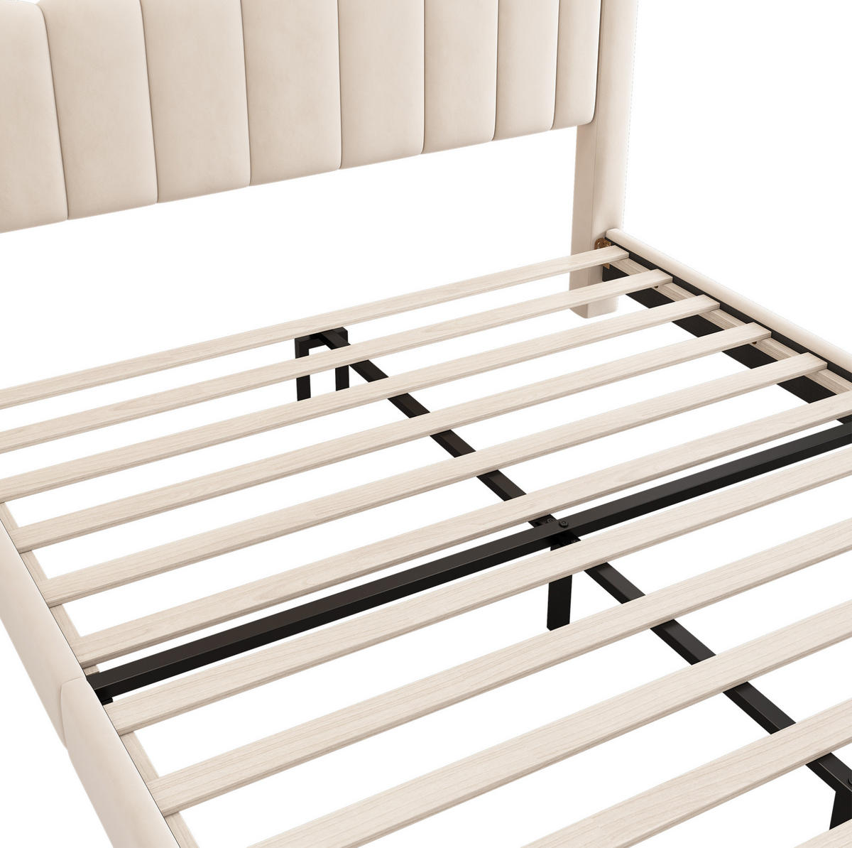 POLSTERBETT mit Lattenrost 160x200 cm Samt Beige - Beige, Metall (160/200cm) - Meubliv