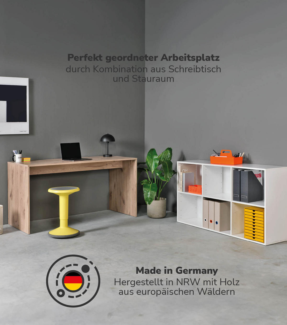 SCHREIBTISCH Der Produktive - Eichefarben/Weiß, Holzwerkstoff (65/145/77cm) - Mokebo