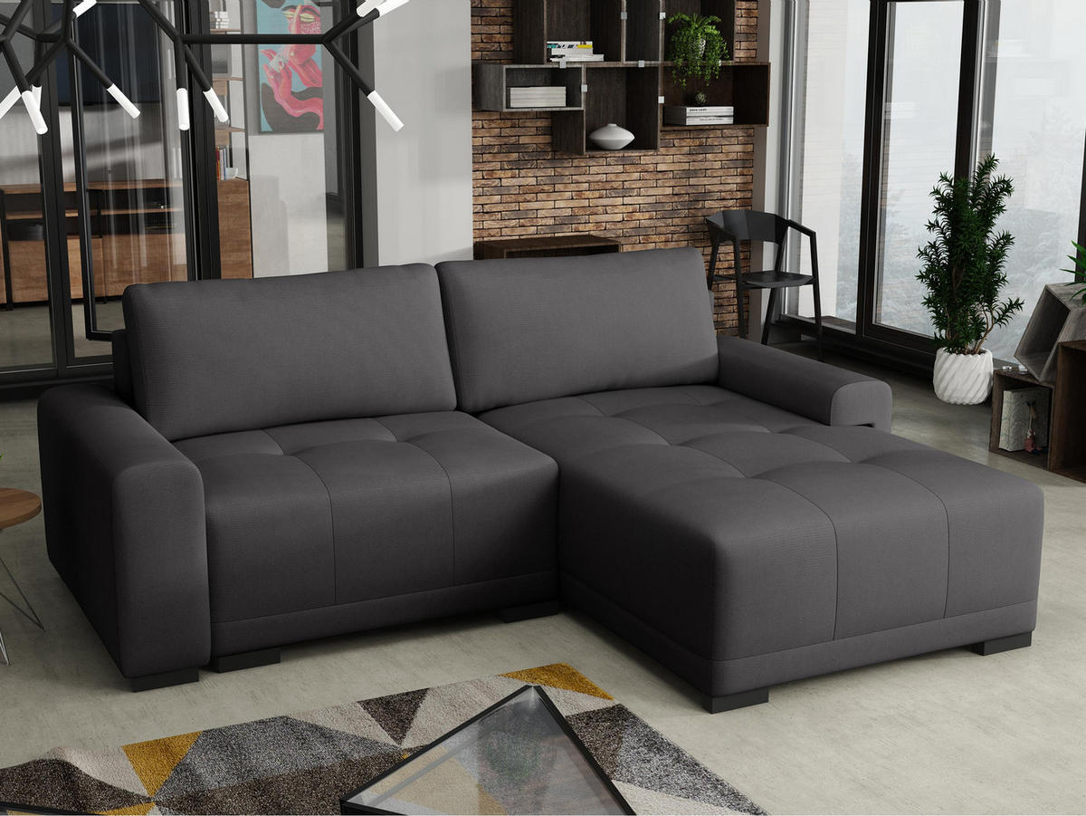 ECKSOFA Milton - Schwarz/Grau, Holz/Textil (237/180cm) - MIRJAN24